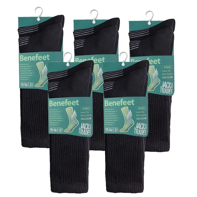 Benefeet 10 Pairs of Men's Bamboo Comfort Socks - Black Size 11-14-Auzzi Store