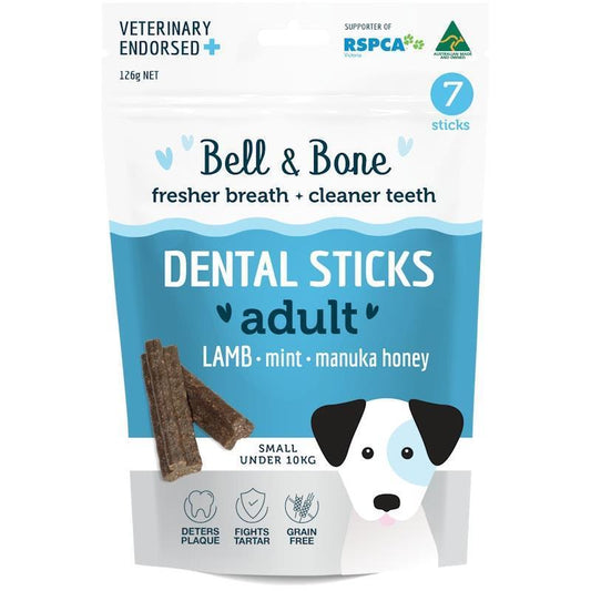 Bell & Bone Lamb, Mint and Manuka Honey Dental Sticks Small - Natural Dental Care for Dogs