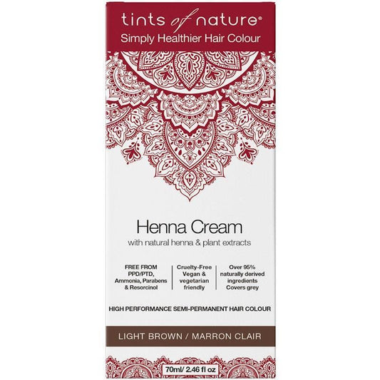 Tints of Nature Henna Cream Light Brown 70ml - Semi-Permanent Natural Hair Color