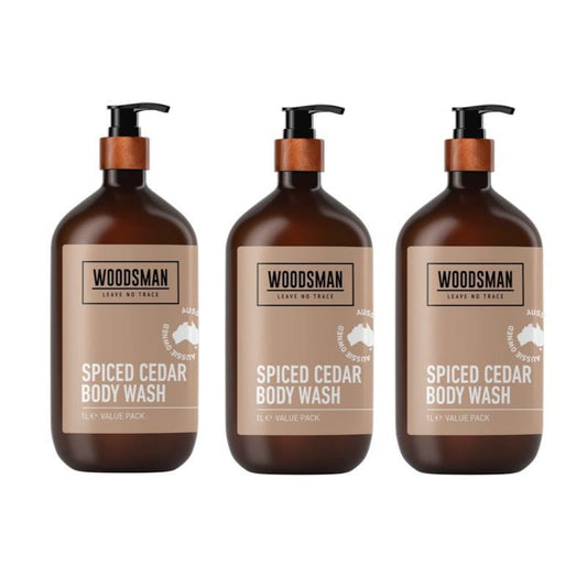 Woodsman Spiced Cedar Body Wash 1L - 3 Pack - Auzzistore