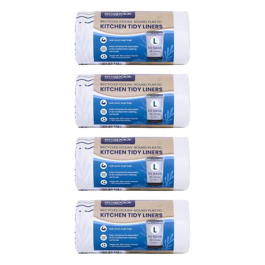 Ecopack 36L Recycled Plastic Bags - Eco-Friendly Large Bundle (4 Rolls/200 Bags)-Auzzi Store