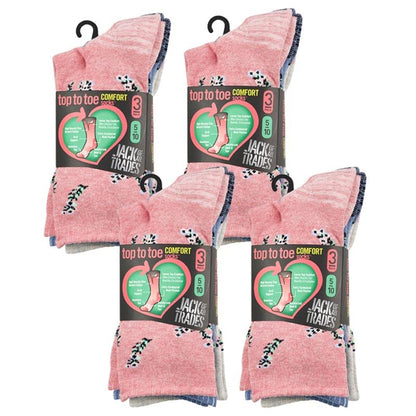 Jack of All Trades 12 Pairs of Women's Top to Toe Comfort Socks - Floral Size 5-10-Auzzi Store