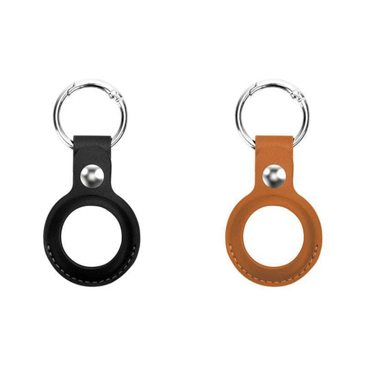 Laser Leather Key Ring for Apple AirTag - 2 Pack in Brown & Black
