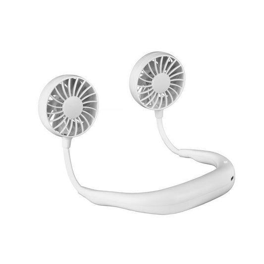 Living Today Sports Rechargeable Neck Fan - Portable 3 Speeds USB Charging (White)