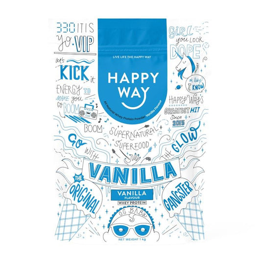Happy Way Vanilla Whey Protein Powder 1kg - Classic Flavor for Nutrition