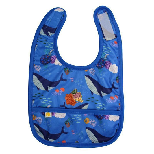 Tyoub x Suki McMaster Stay-Dry Baby Bib - Whales (One Size)-Auzzi Store