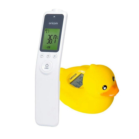 Oricom Baby HFS1000 Non-Contact Infrared Thermometer & 02SD Duck Digital Bath Thermometer Bundle - Auzzistore