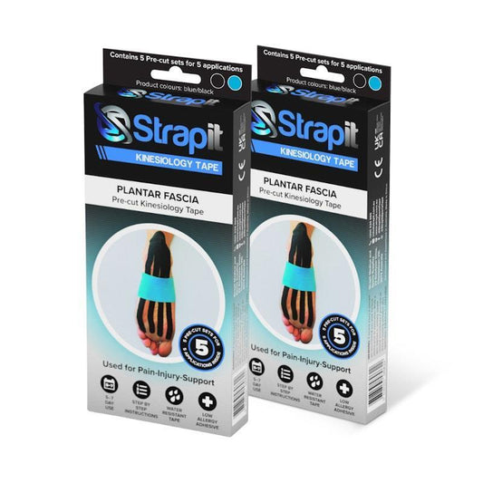 Strapit Plantar Fascia Precut Kinesiology Tape - BLACK/BLUE - Box of 5