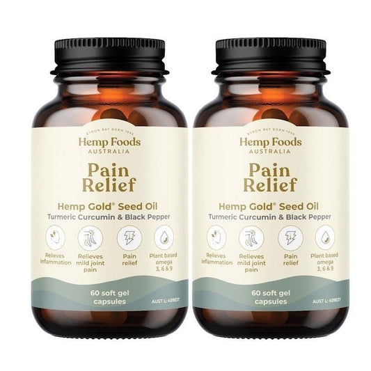 Hemp Foods Australia Pain Relief Capsules - 60 Caps Twin Pack - Auzzistore