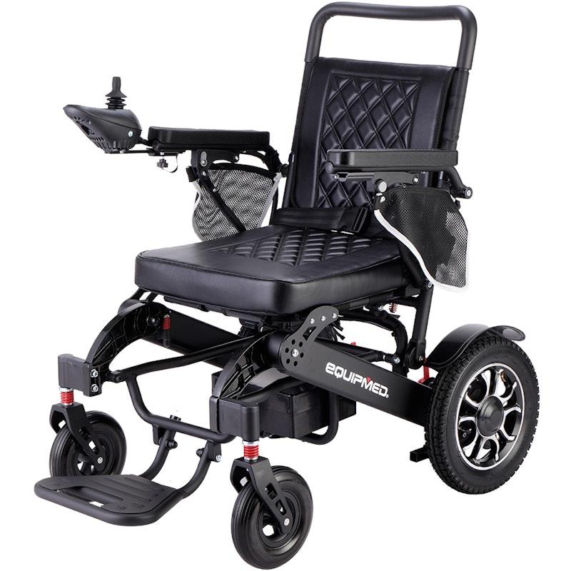 Equipmed Electric Folding Wheelchair - Long Range, Aluminium Frame - Black