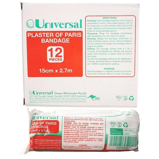 Universal Choice Plaster of Paris Cast Bandage - 15cm x 2.7m, 12 Pieces/Box-Auzzi Store