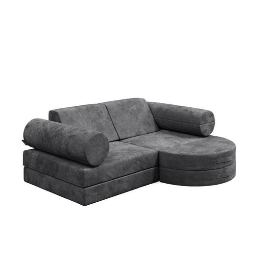 Loungey Little Luxe 11 Piece Play Couch - Charcoal-Auzzi Store