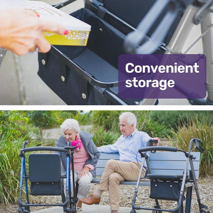 Equipmed 4 Wheel Lightweight Rollator Walker - Titanium