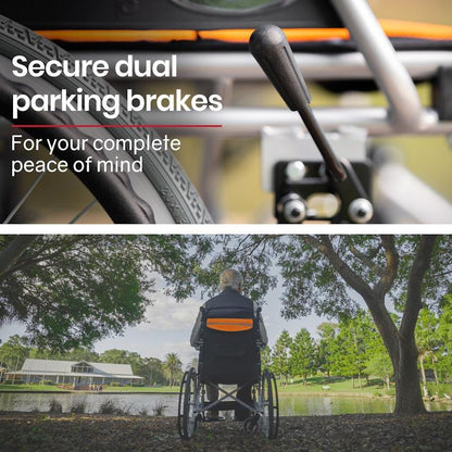 Equipmed 20 Inch Folding Aluminium Wheelchair - Orange