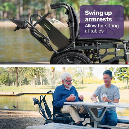 Equipmed PowerCruise LongRange Electric Folding Wheelchair - Grey & Black