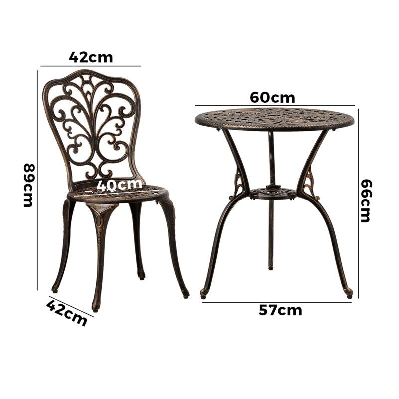 Livsip Bistro Furniture Setting - 3 Piece Indoor/Outdoor Set in Bronze
