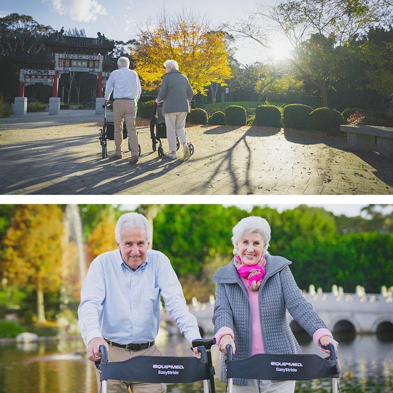 Equipmed Easy Stride Foldable Aluminium Walking Frame Rollator - Titanium Colour