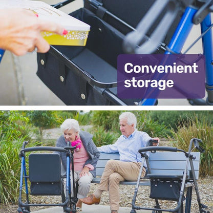 Equipmed 4 Wheel Lightweight Rollator Walker - Blue