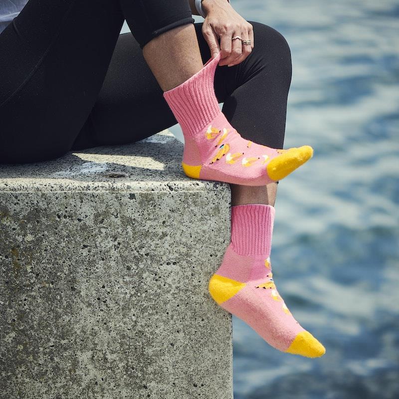 Glucology Copper-Infused Socks - 2 Pairs (Small) - Fun Banana Design