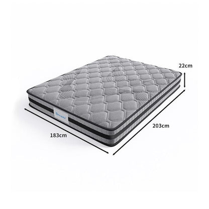 DreamZ King Spring Mattress - Pocket Egg Crate Foam - Medium Firm 22CM