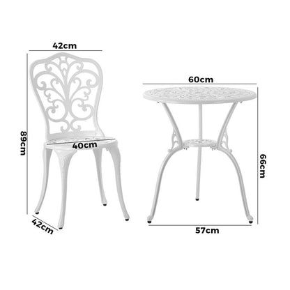 Livsip 3-Piece Outdoor Bistro Set - Elegant White Patio Dining Chairs & Table