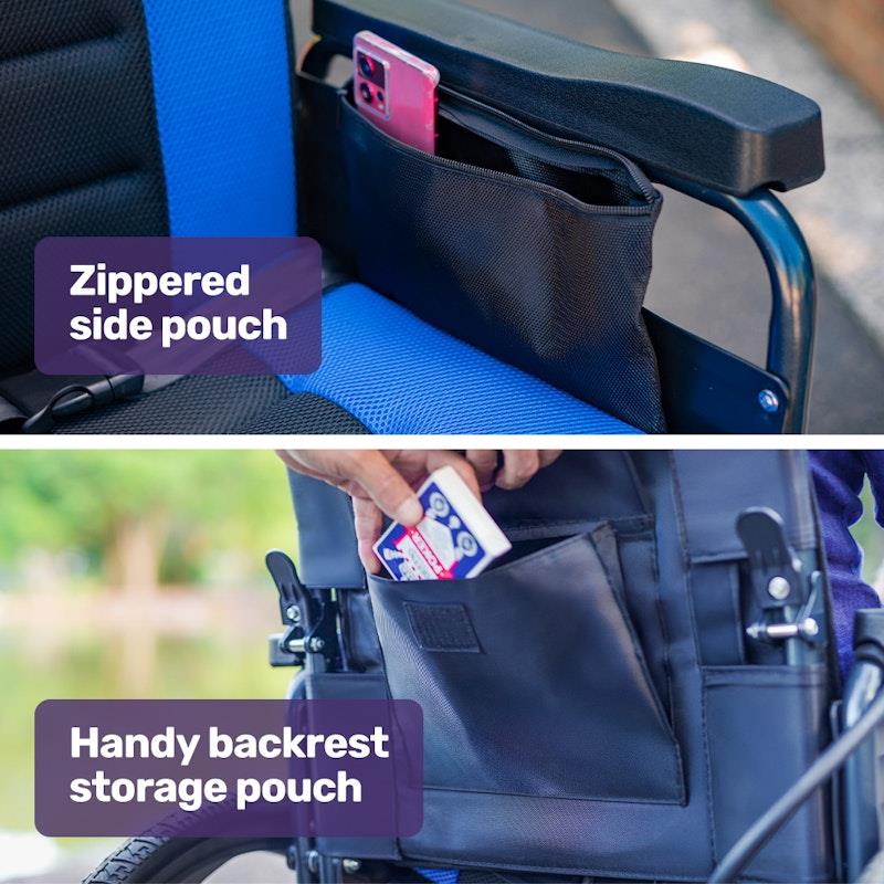 Equipmed PowerCruise DualSmart Electric Wheelchair - Black & Blue