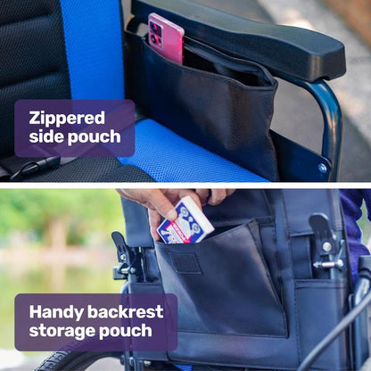 Equipmed PowerCruise DualSmart Electric Wheelchair - Black & Blue