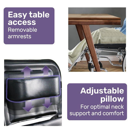 Equipmed SmartRide Deluxe Folding Manual Reclining Wheelchair - Black