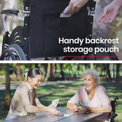 Equipmed 20 Inch Folding Aluminium Wheelchair - Orange