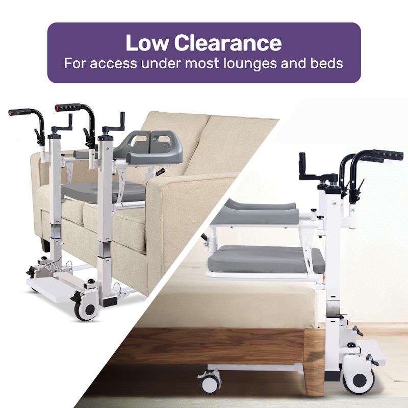 Equipmed 4 In1 Patient Lift Transfer Chair - White & Grey