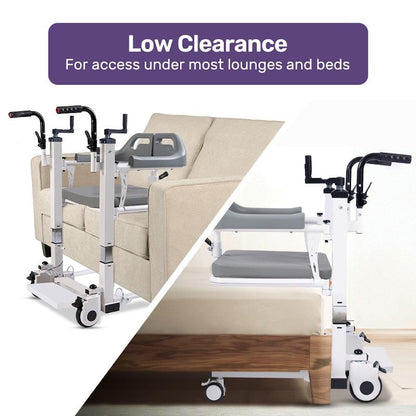 Equipmed 4 In1 Patient Lift Transfer Chair - White & Grey