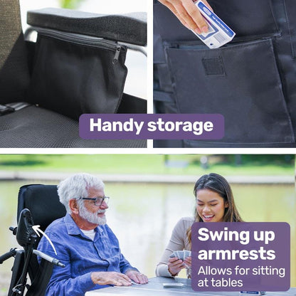 Equipmed Power Electric Wheelchair - XL Wide Bariatric Chair with Recline Adjustment