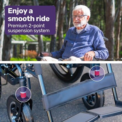 Equipmed PowerCruise DualSmart Electric Wheelchair - Black & Blue