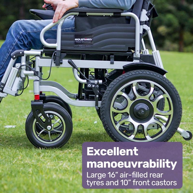 Equipmed Power Electric Wheelchair - Longrange Auto Recline (Grey & Black)