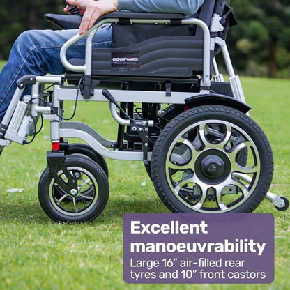 Equipmed Power Electric Wheelchair - Longrange Auto Recline (Grey & Black)
