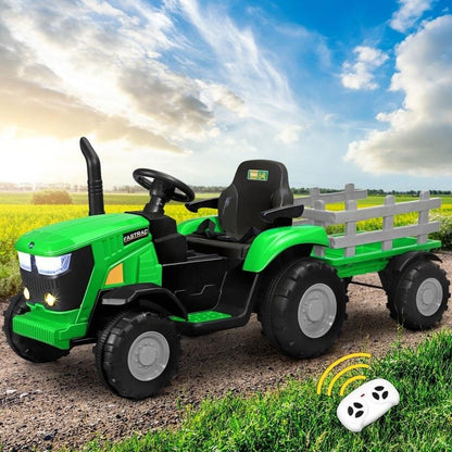 Mazam Kids Ride On Tractor - 12V Remote Control Electric Toy - XL Green