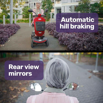 Equipmed Pathline Mid-Sized Electric Mobility Scooter for Elderly - Red