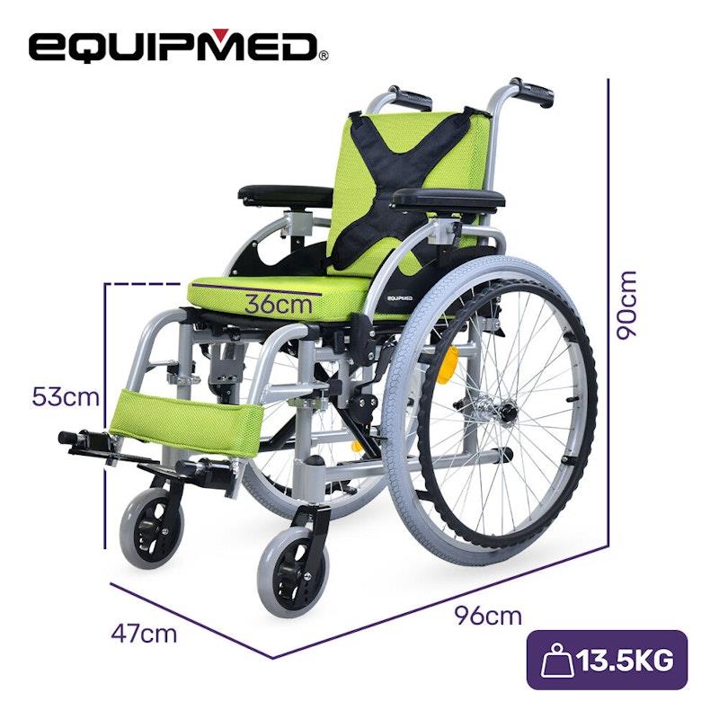 Equipmed Kids Premium Paediatric Wheelchair - Lightweight Aluminium Green-Auzzi Store