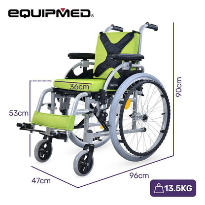 Equipmed Kids Premium Paediatric Wheelchair - Lightweight Aluminium Green-Auzzi Store