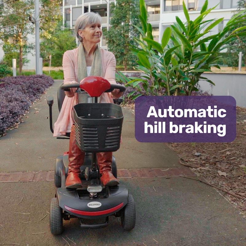 Equipmed Freeroam+ Mid-Sized Foldable Electric Lithium Mobility Scooter - Red