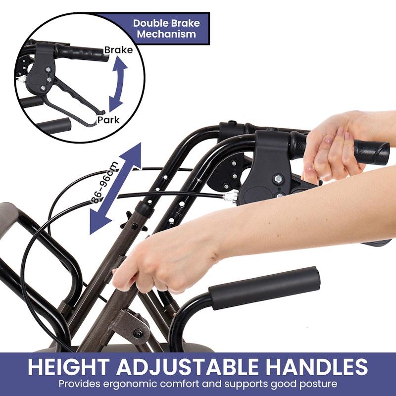 Orthonica Foldable Aluminum Rollator Walker - Grey