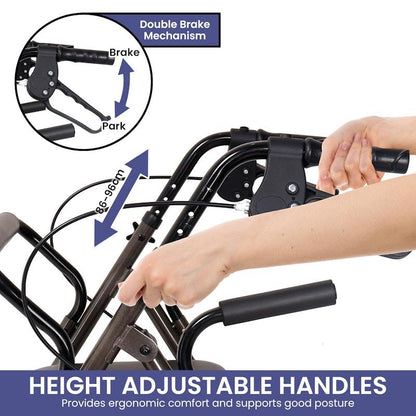 Orthonica Foldable Aluminum Rollator Walker - Grey