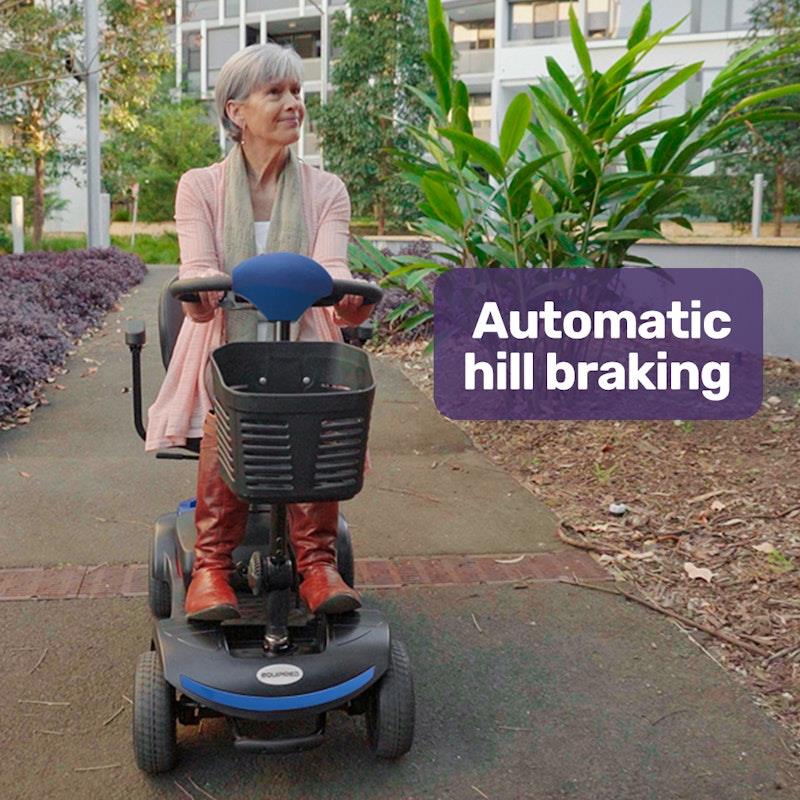 Equipmed Freeroam+ Mid-Sized Foldable Electric Lithium Mobility Scooter - Blue