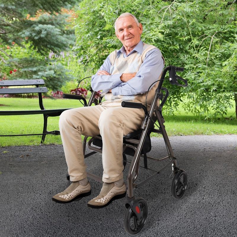 Orthonica Foldable Aluminum Rollator Walker - Grey