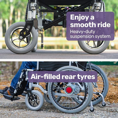 Equipmed Power Electric Wheelchair - XL Wide Bariatric Chair with Recline Adjustment