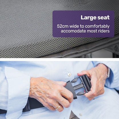 Equipmed Electric Folding Wheelchair - Wide Bariatric Seat, Comfortable for S-XL, Long Range Lithium Battery - Black