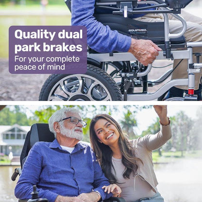 Equipmed Power Electric Wheelchair - Longrange Auto Recline (Grey & Black)