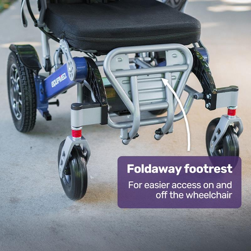 Equipmed Power Electric Wheelchair - Long Range, Airline Approved, Folding, Aluminium Frame - Blue