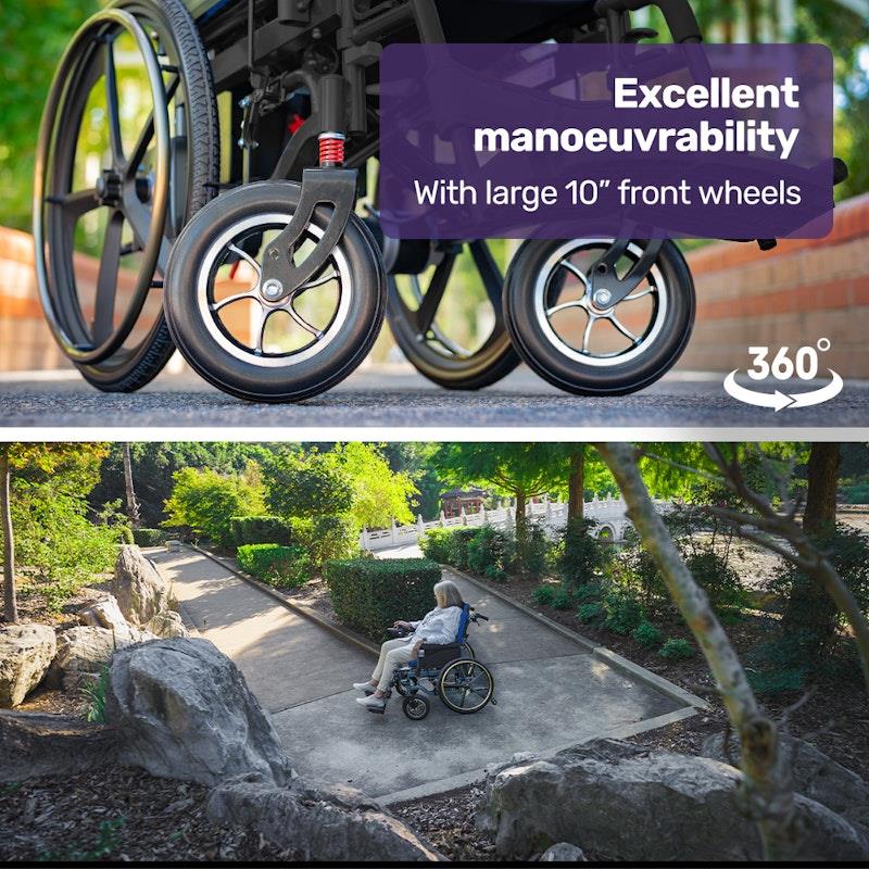 Equipmed PowerCruise DualSmart Electric Wheelchair - Black & Blue