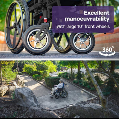 Equipmed PowerCruise DualSmart Electric Wheelchair - Black & Blue